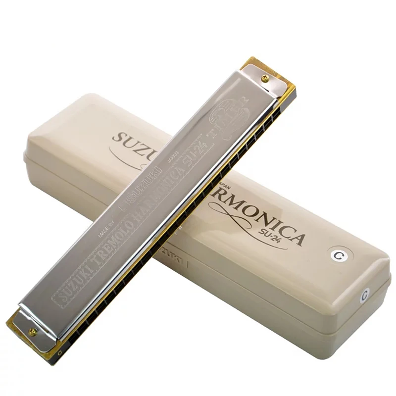 Suzuki-tremolo harmonica with two timer, traditional harmonica with dual notes, brass reeds, quality Japan musical instruments