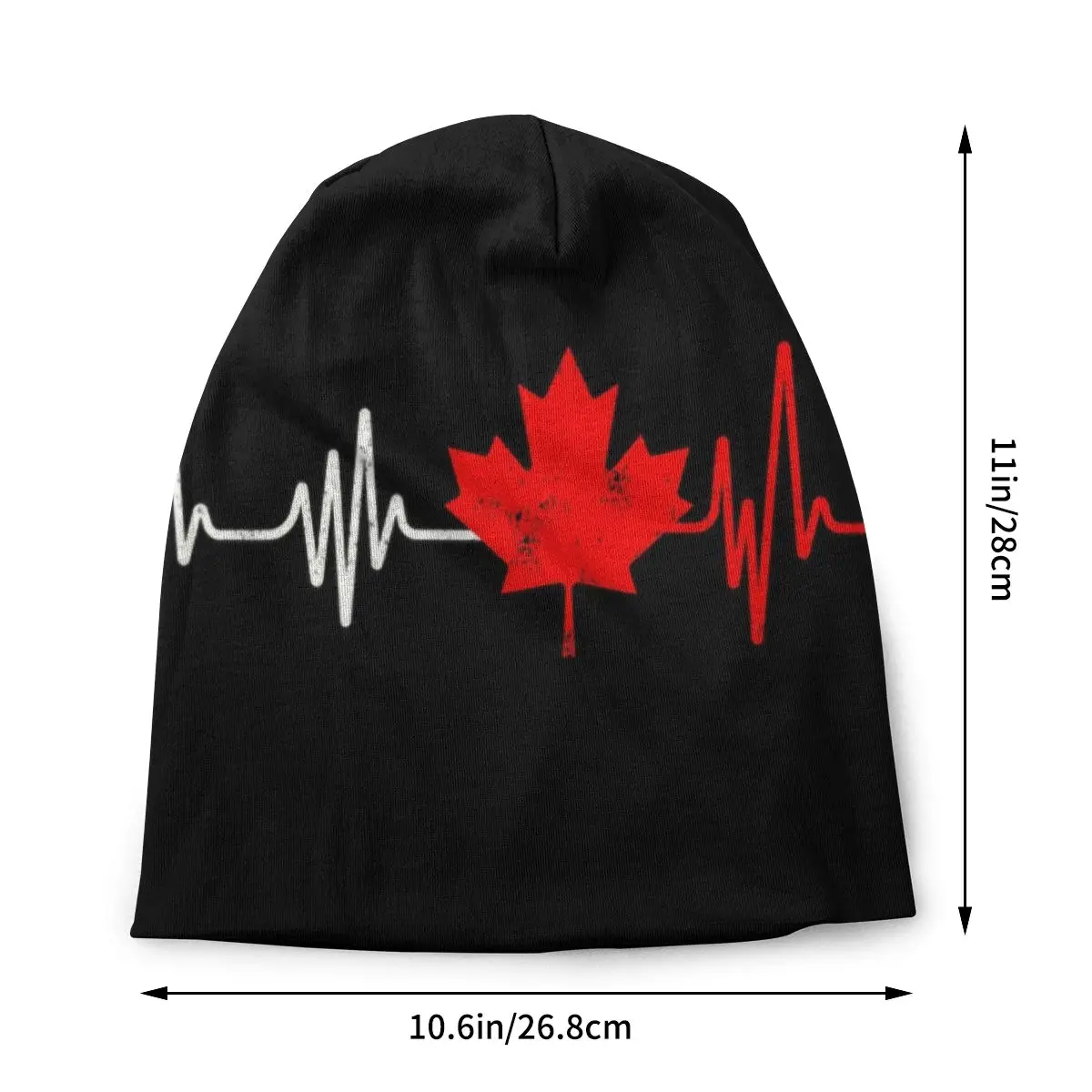 Canada Flag Heartbeat Maple Leaf Beanies Cap Unisex Hip Hop Winter Warm Knitting Hat Adult Canadian Pride Canada Day Bonnet Hats