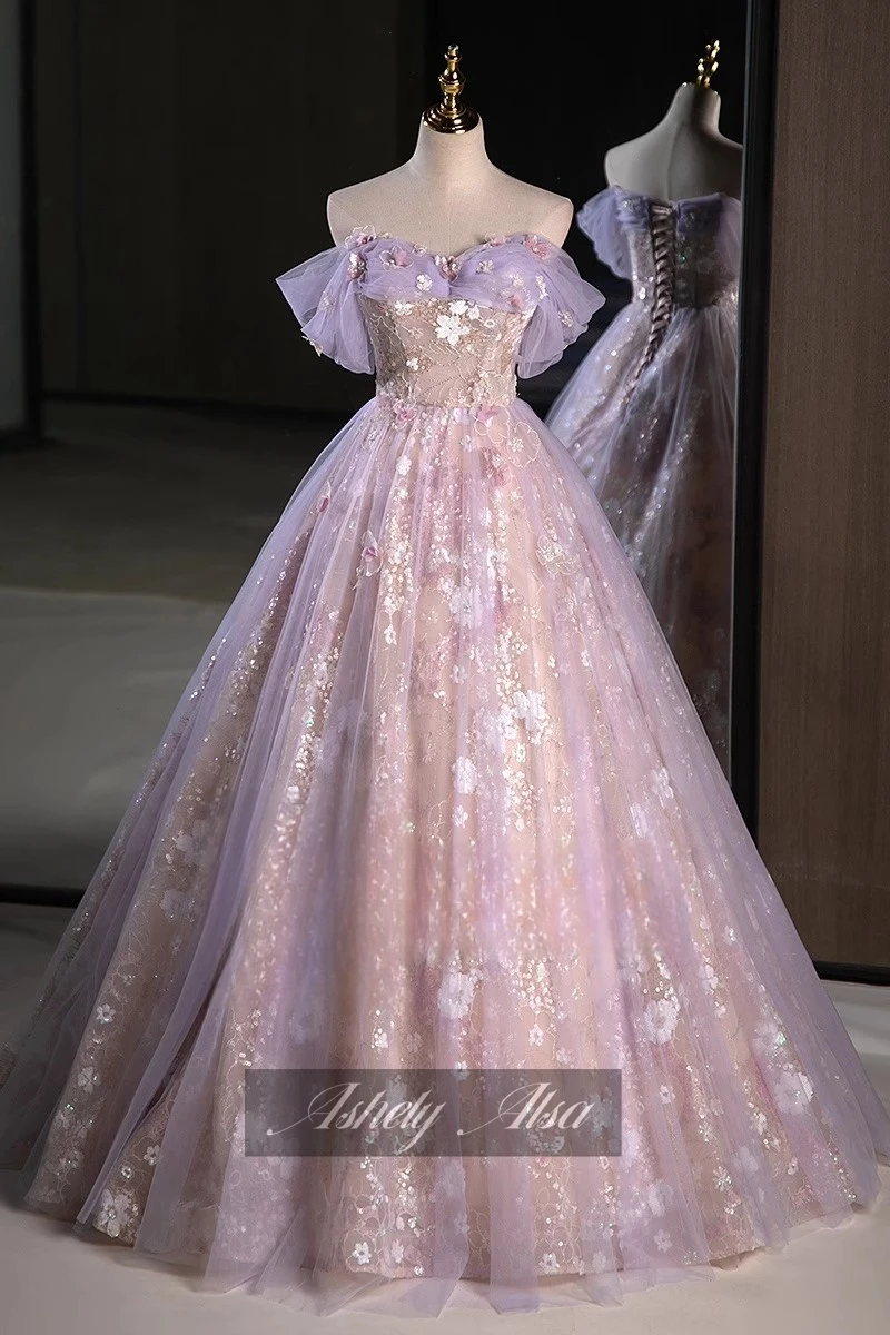 Ashely Alsa Saudi Arabic 2025 Sweet 16 Dresses Quinceanera Gown Off Shoulder 3D Floral Vestido De 15 new Anos Party Pageant Formal Wear