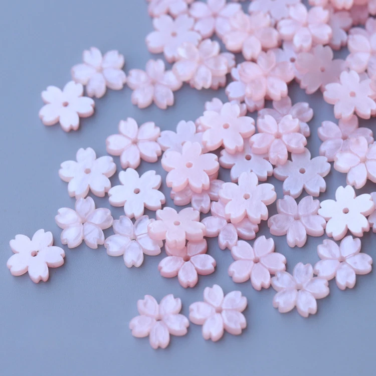 Resin 10-50pcs Flower 12mm Petal Beads for Jewelry Making Components DIY Cherry Blossoms Charms Pendants Loose Spacer Bead smile