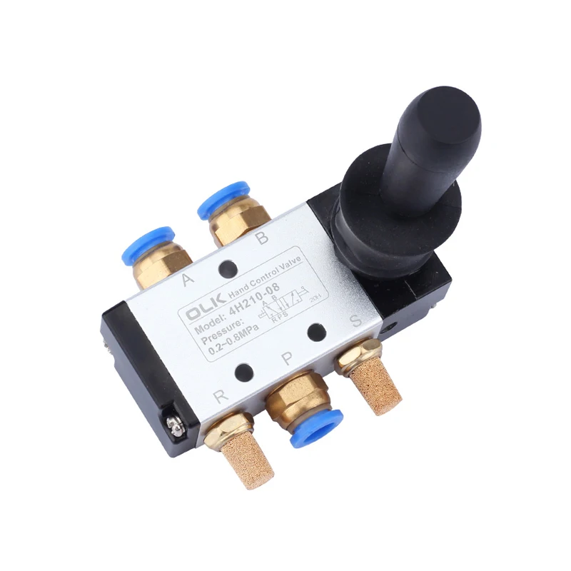 4H210-08 5/2 Way Hand Lever Operated Control Pneumatic Manual Valve With Muffler Silencer and Quick Fitting Select