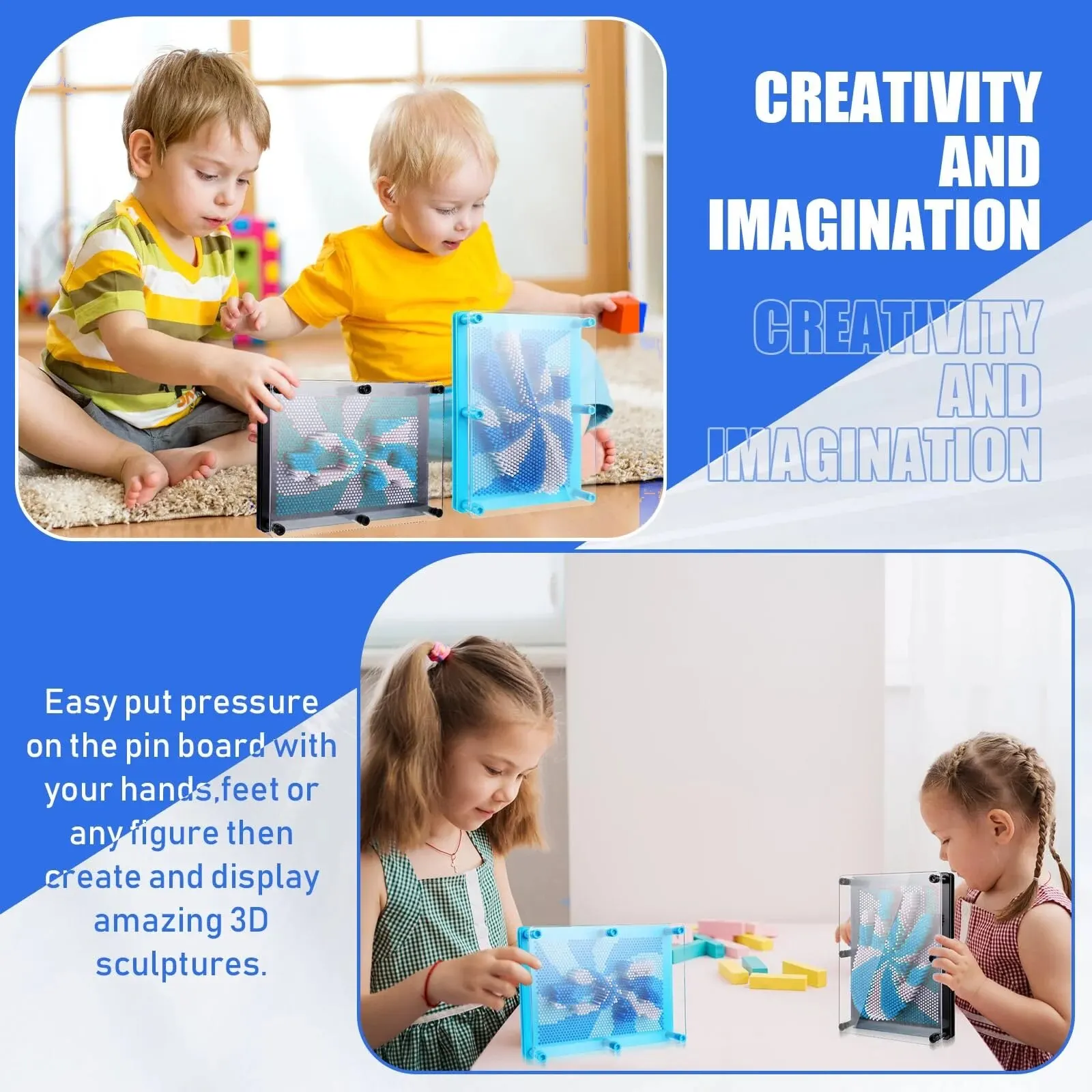 3D Clone Pixel Art Blocks Toy Colorful Pin Art Clone Face Palm Pinart Model Creative Gifts for Kids Adult Family Funny Game Toys