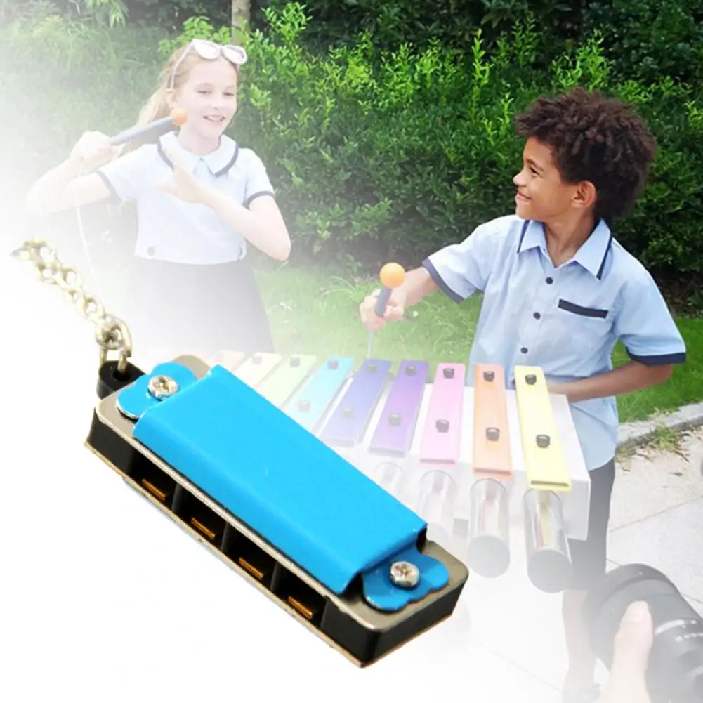 Mini Harmonic Pendant Attractive Colorful Mini Harmonica Beginner Students Mini Harmonic Pendant for Birthday Pendant