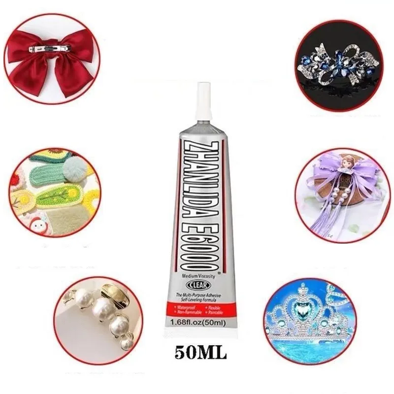 50ml E6000 Jewelry Crafts Multipurpose Adhesive Crystal Cloth Rubber Beads Bonding Super Liquid Glue Repair Phone Screen Glass