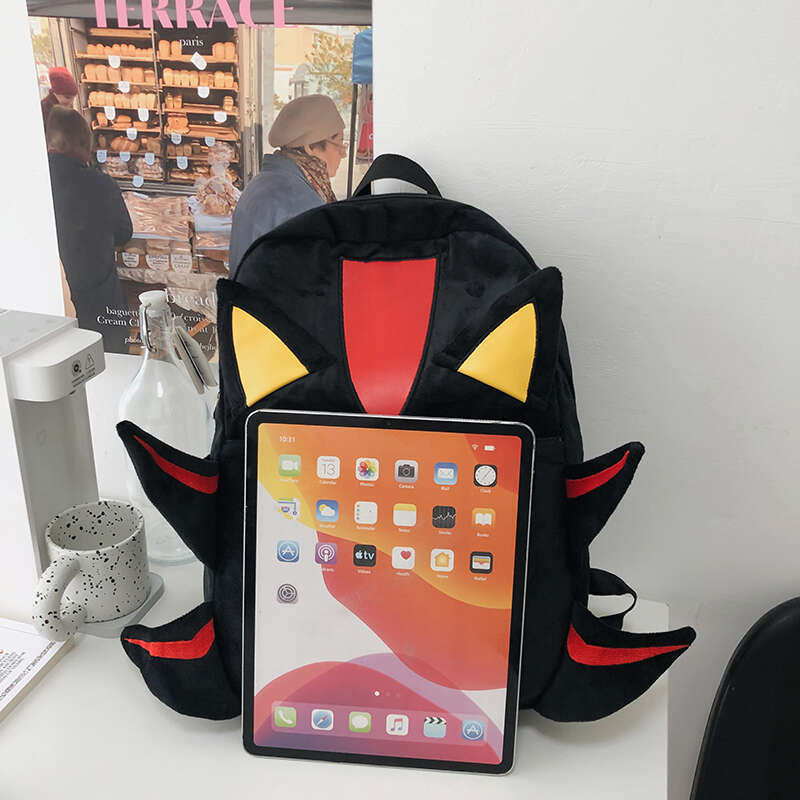 Backpack Cartoon Black hedgehog Plush Schoolbag Student School Girls Cool High Capacity Women's Bag Gift