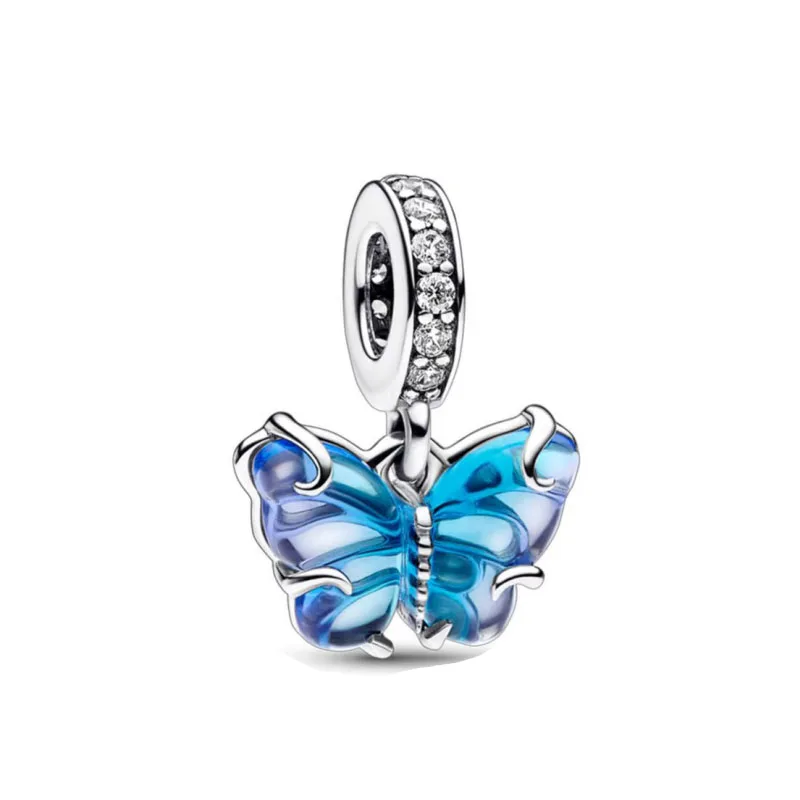 2023 New For Women Jewelry 925 Sterling Silver Blue Buttefly Star Mother Daughter For Original Pandora Bracelet Necklace