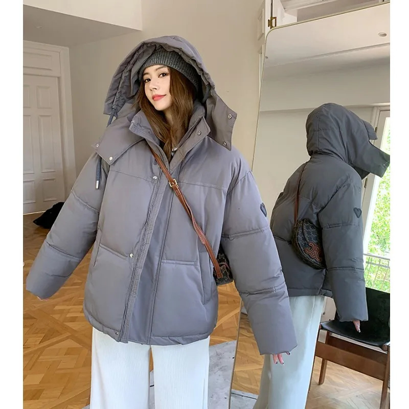 Womens jacket white down jacket fashionable jacket stand up collar solid windproof duck down womens down jacket winter brown short jacket 241108