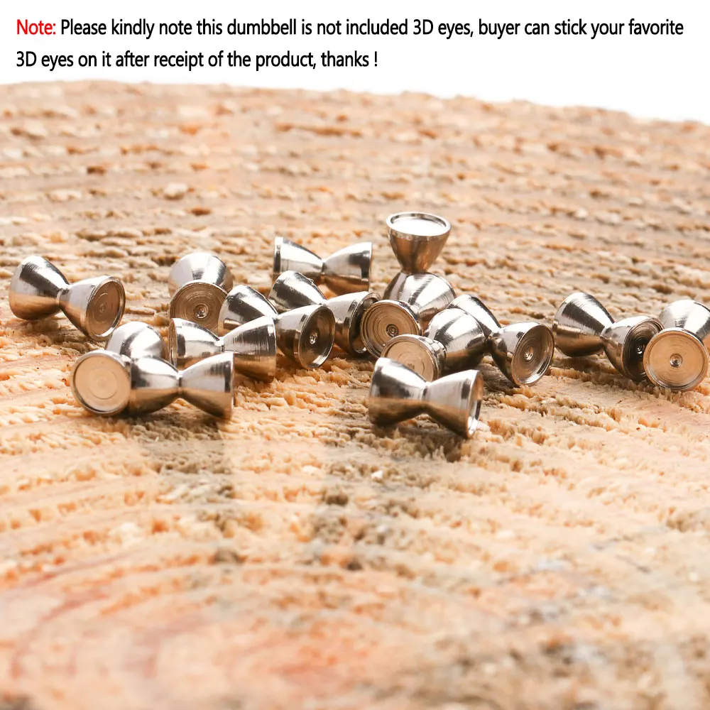 20PCS Weighted Sunken Bimoo Brass Dumbbell Beads Barbell Eyes Fly Tying Material For Crazy Charlie Saltwater Fishing Lures Bait smile