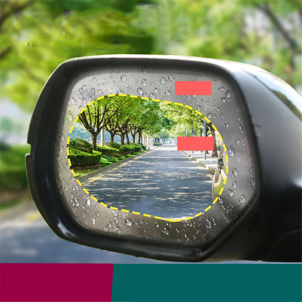 Rearview 2PCS Mirror Car Protective Film Anti Fog Window Foils Clear Rainproof Rear View Mirror Motorcycle Protective Soft Film smile