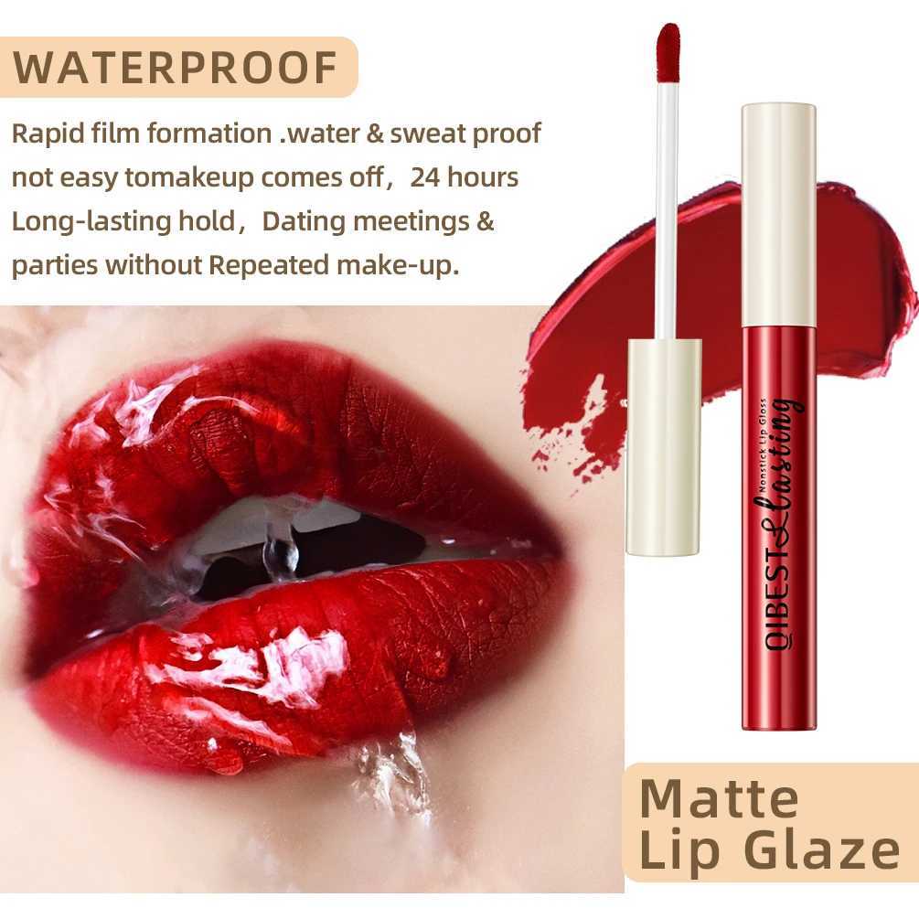 QIBEST Liquid Lipstick Waterproof Velvet Nude Matte Sexy Red Lip Gloss Long Lasting Nonstick Lip Stain Makeup 24 Colors HotsXJ241205