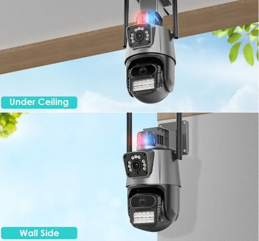 8MP 4K Wifi Camera Dual Lens Ai Auto Tracking Waterproof Security CCTV Video Surveillance Camera Police Light Alarm IP Camera