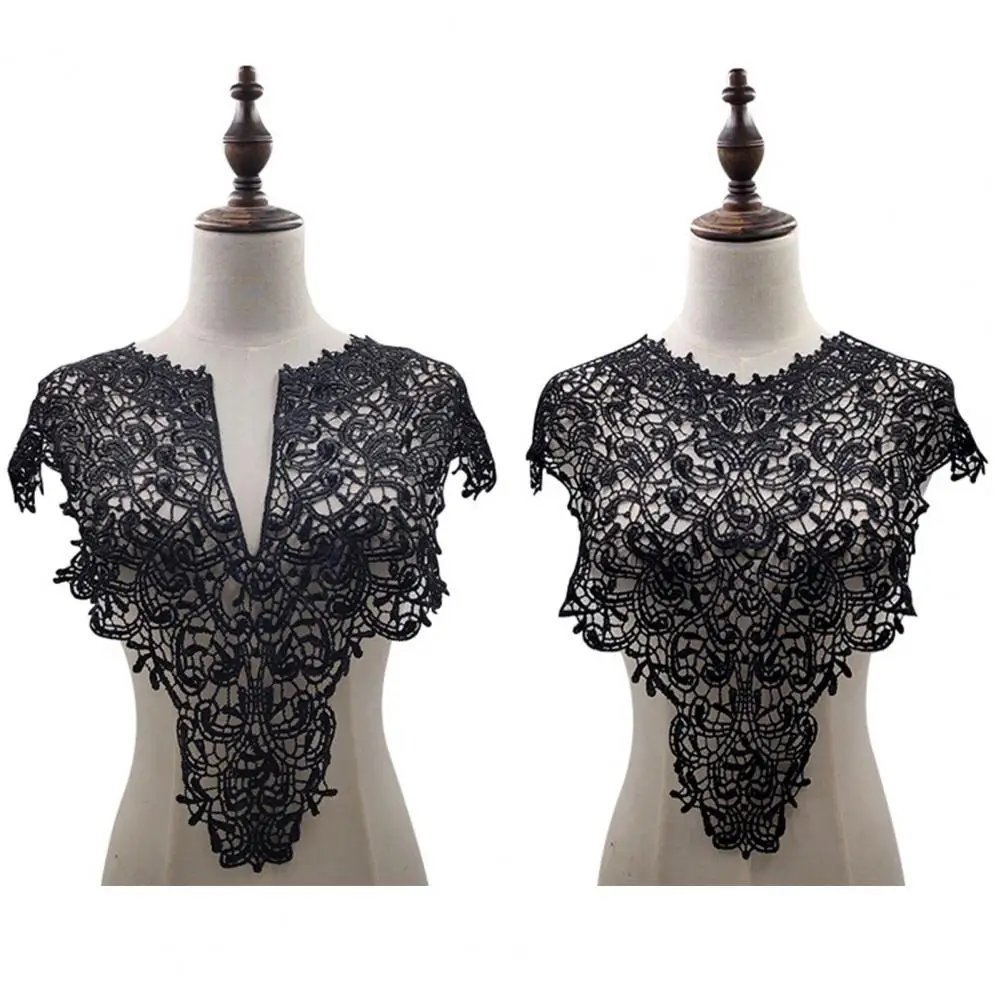 Lace Fake Collar Soft Fabric Embroidered Corsage Big Flowers Lace Applique Detachable Front/Back Collar Female Lace Neck Collar