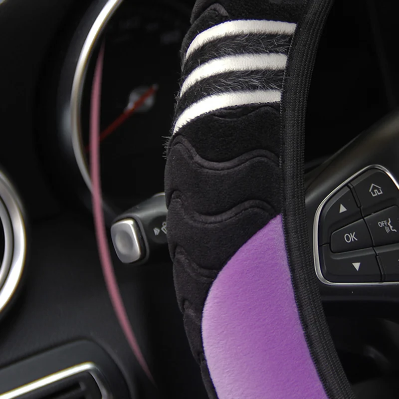 Plush 2025 Car Steering Wheel Cover Little Monster 38cm new Elastic Warm Anti-slip Wheel Cover Car Styling Car Accessories for Women