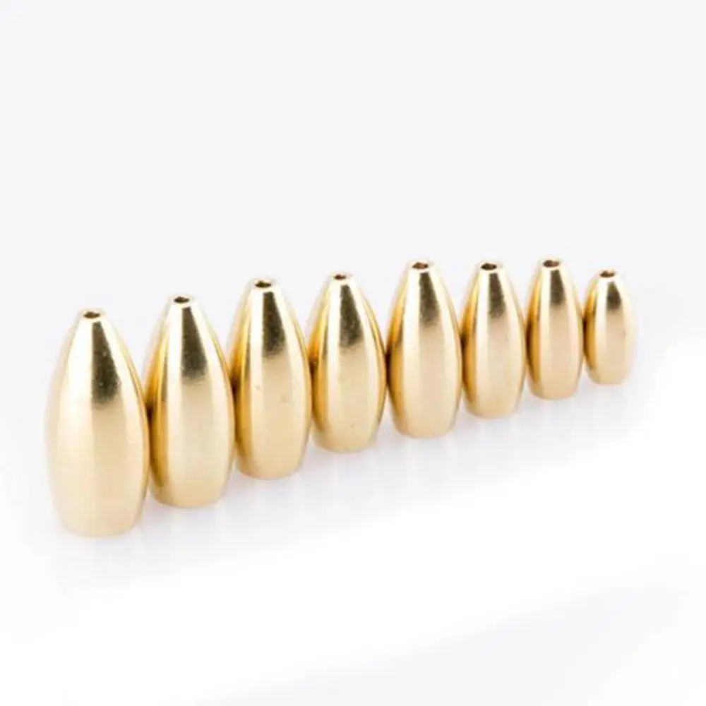 3.5/5/7/10/14/21g Brass Copper Line Sinkers Hook Connector Flipping/Worm Weights Fishing Bullet Shape Lead fall Accessories