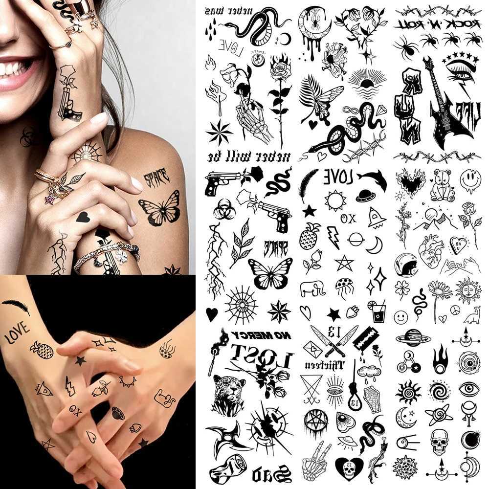 10 waterproof temporary tattoo stickers dark symbols emoticons flower skeletons body art arms fake tattoos womens necks hands W241109