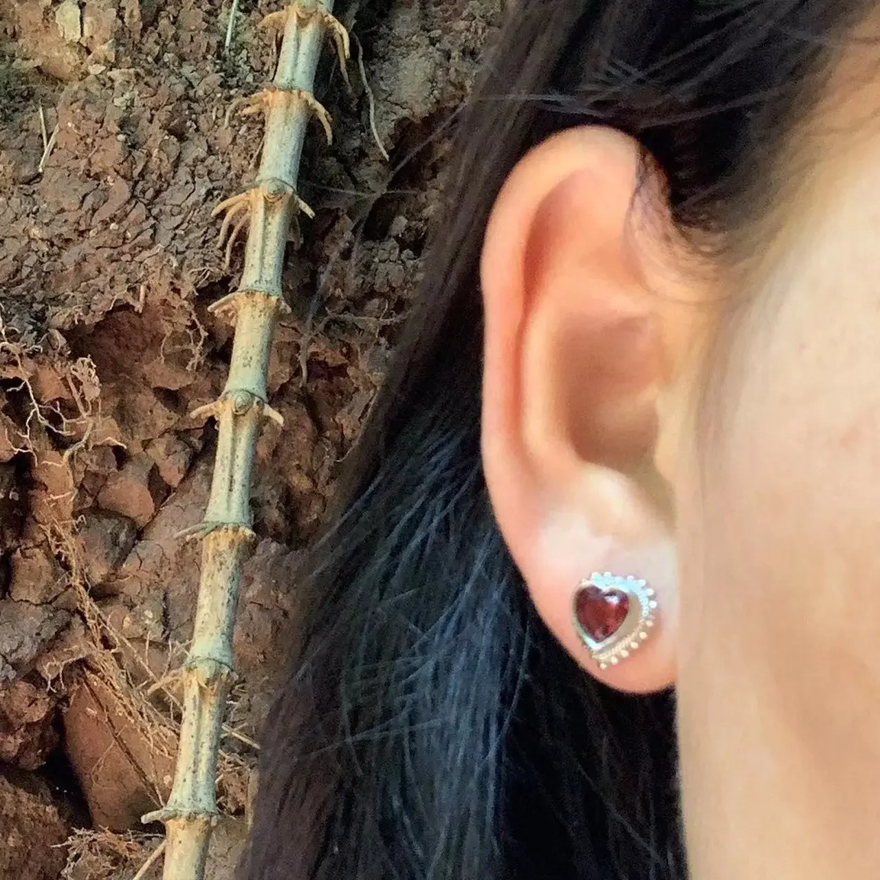 Garnet Sterling Natural Sier Stud Earrings For Women Jewelry Gift Simple Jewelry Green smile