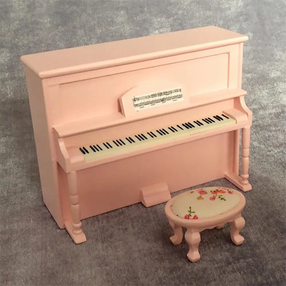 1 Set Smooth DIY Wear-resistance Miniature Scale 1:12 Dollhouse Piano Wooden Dollhouse Piano for Doll House