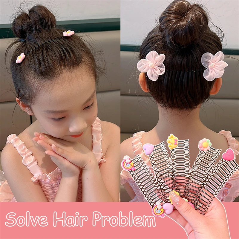 Children Hair New 2023 Combs Broken Hair Clips Girls Candy Color Sweet Cute Flower Alloy Bangs Broken ddmysmile Hairpins Hair Accessories Smile