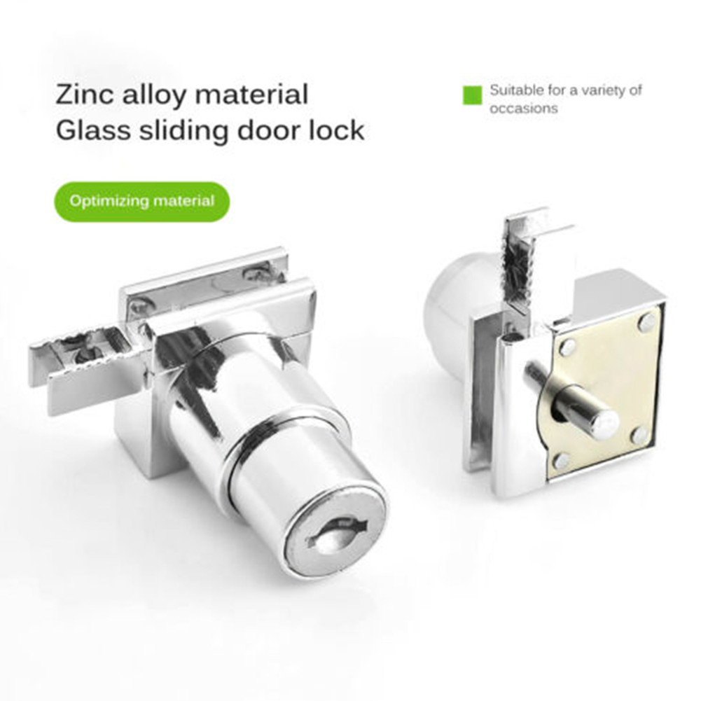New Slide Lock Showcase Display Cabinet Sliding Glass Door Lock With 2pcs Key For 5-8mm Glass Furniture Hardware Accessoires