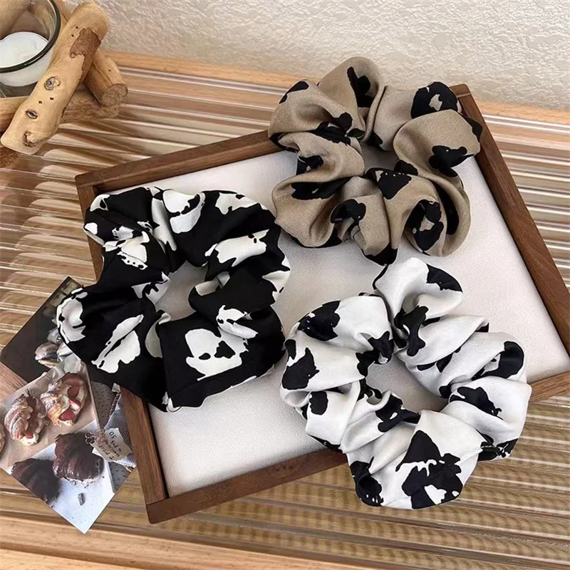 Hair Design Bands Elastic Scarf Women Silk Ponytail Holder Girl Hair Rubber Bundles Hair Tie Black Scrunchies Korean Headdress smile