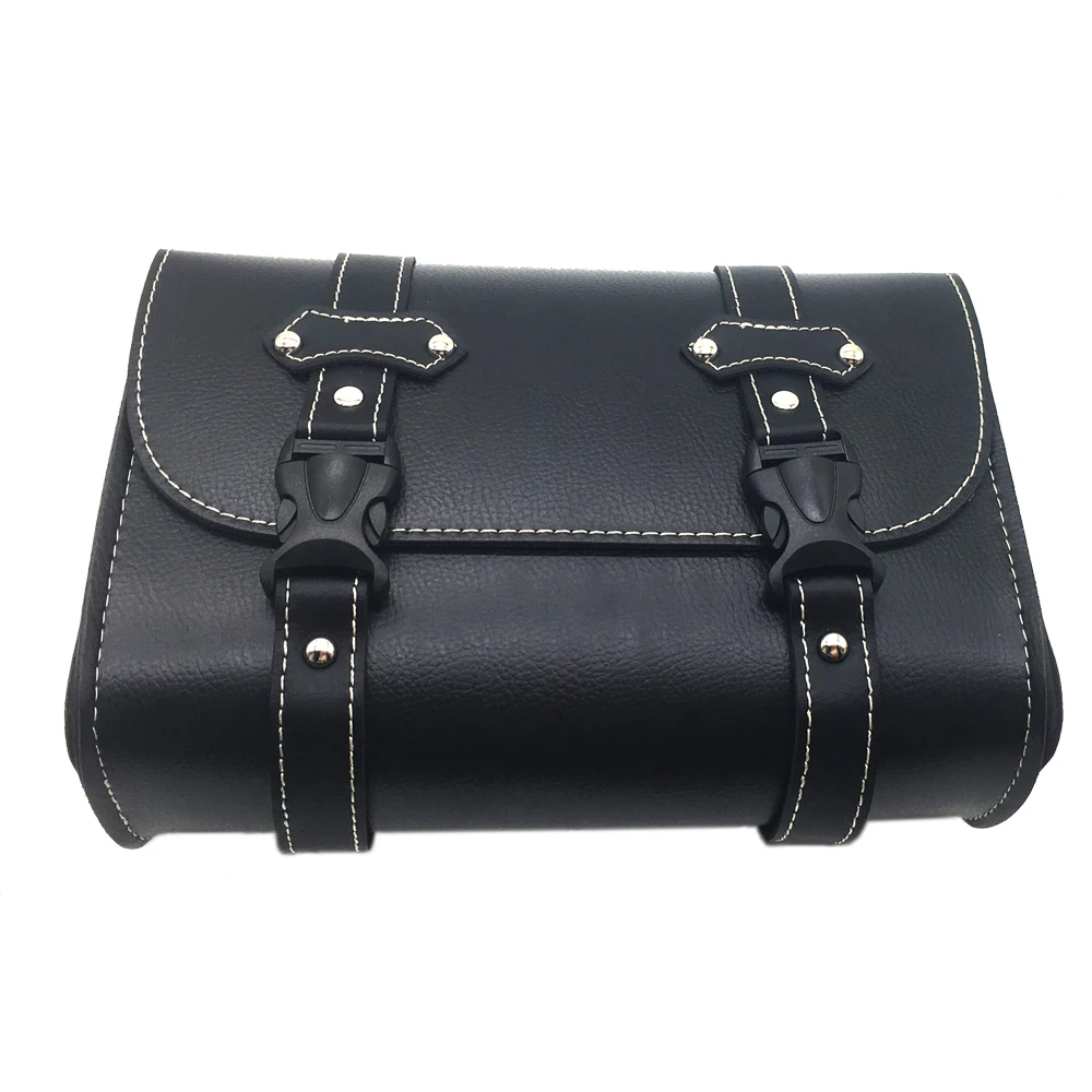 Universal Motorcycle Bags PU Leather Sissy Bar Tool Moto Bag Saddle Side Storage Box Accessories Black
