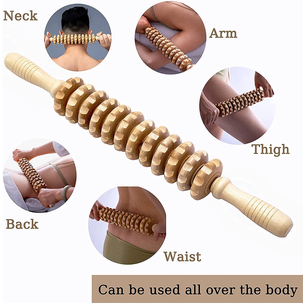 Wooden Massage Roller Stick Wood Therapy Massage Tools Maderoterapia Colombiana Anti-Cellulite Lymphatic Drainage Muscle Relax