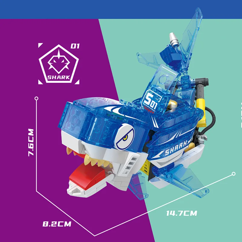 Shark Fish Squid Ocean Blocks Mobula Crab Bricks Compatible Legosquids Developmental Building Block Toys Gifts for Children Boy smile