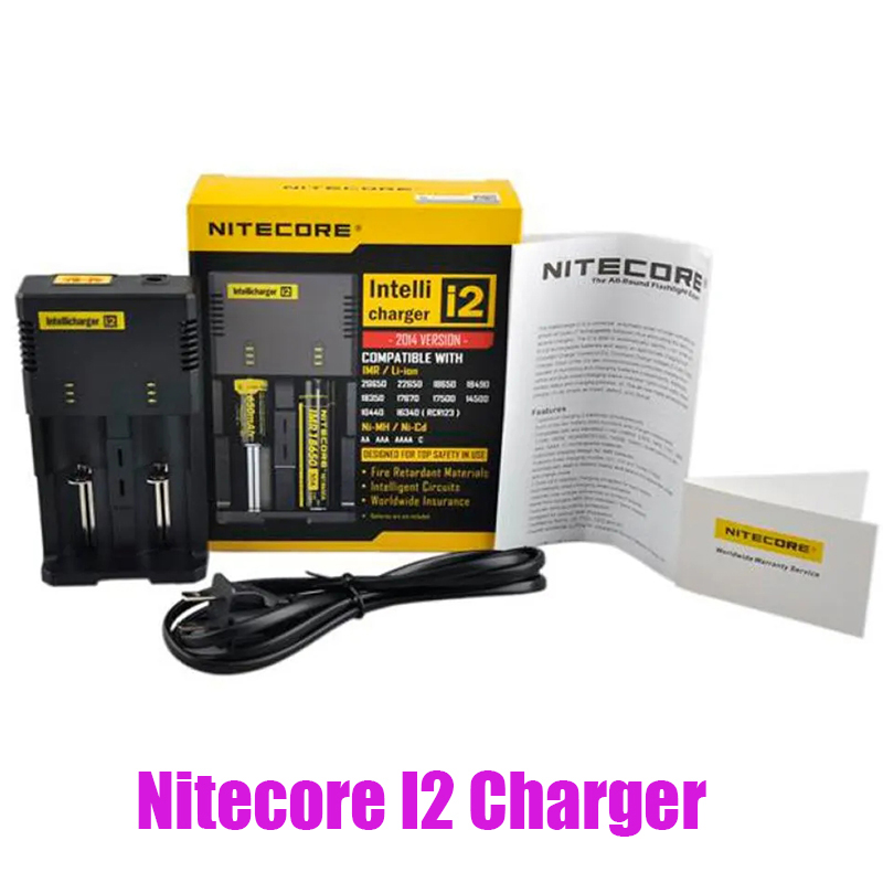 Original Nitecore I2 Charger Digicharger Battery Intelligent 2 Dual Slots Charge for IMR 14500 18650 26650 20700 21700 Universal Li-ion Battery Charge