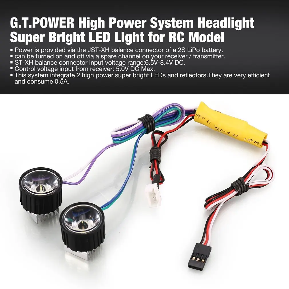 G.T.POWER High Power System Headlight Bright LED Light / Lamp for RC Car RC Crawler Airplane Boat Accessories