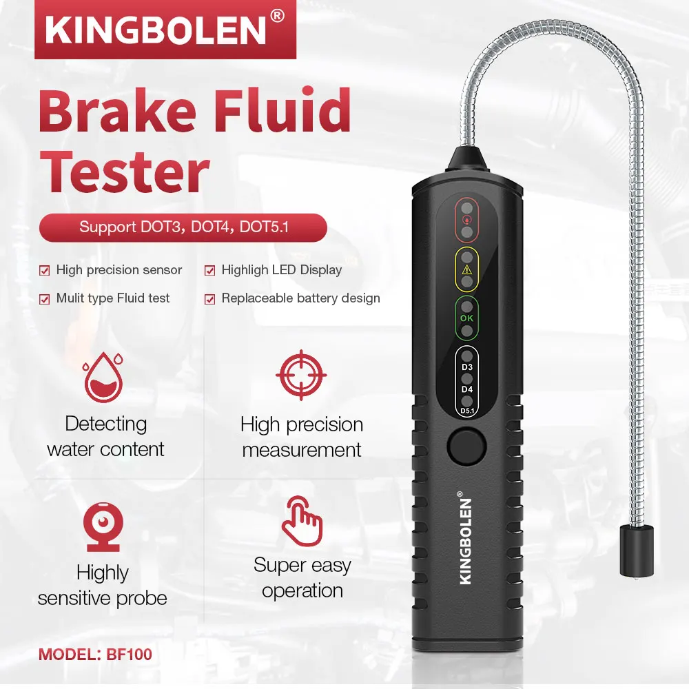 Kingbolen BF100 Brake Fluid Tester pen LED for DOT3/DOT4/DOT5.1 brake fluid tester BF 100 Accurate brake Oil Quality Check Pen B