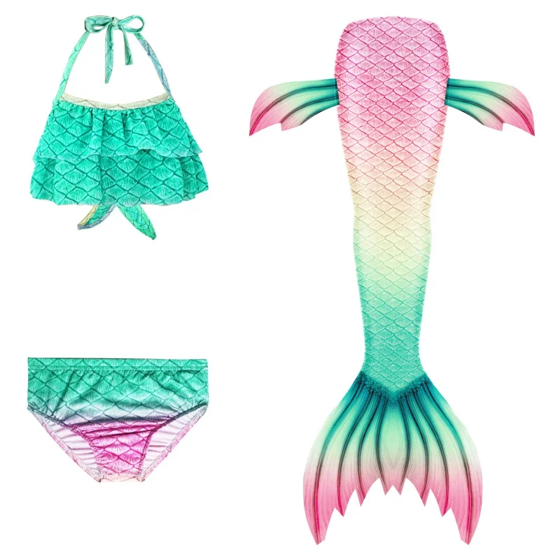 Mermaid Kids Girls Swimming Tail Costume Cosplay Children Swimsuit Fantasy Beach Bikini Can Add Monofin Fin smile