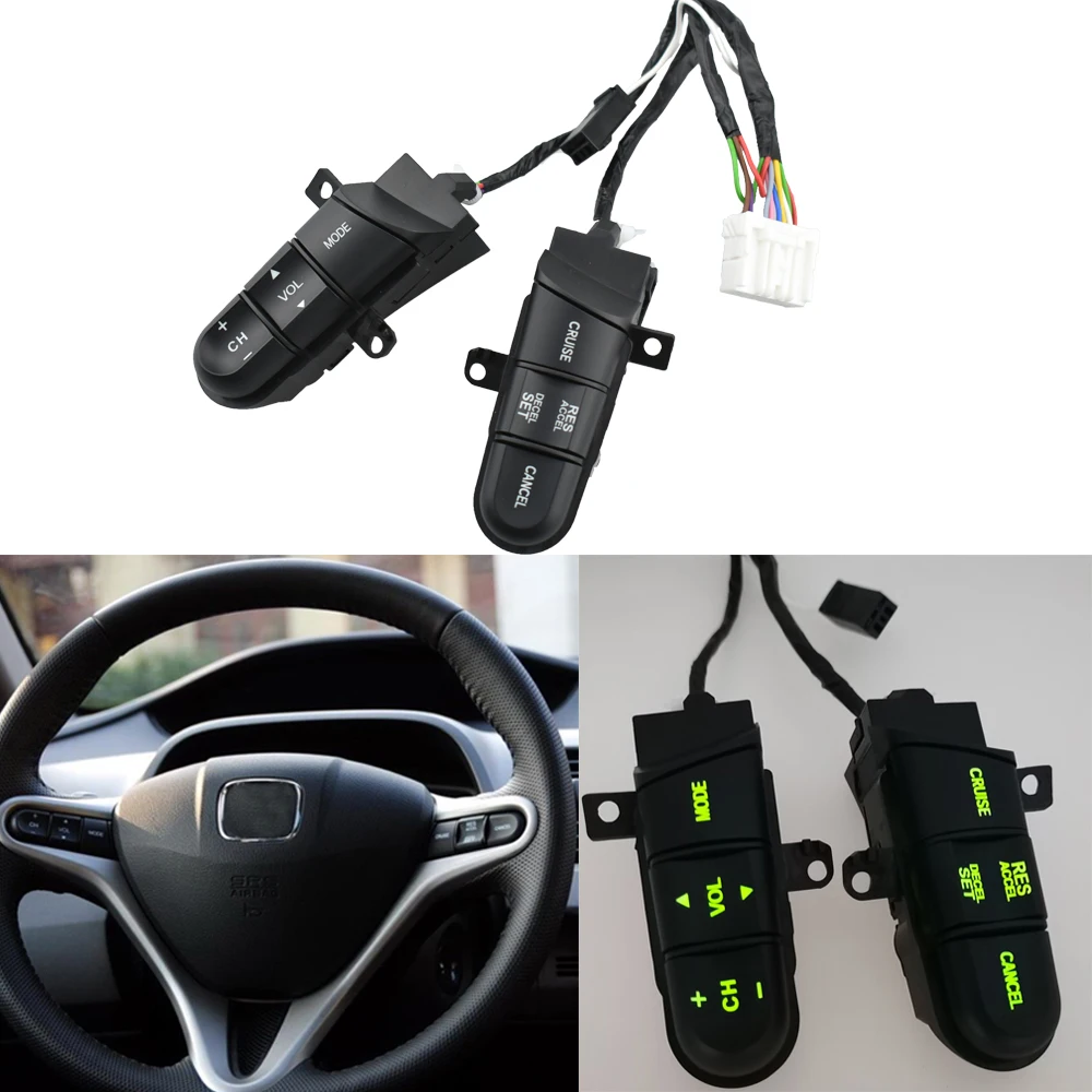 Steering Red Green Backlight Wheel Audio Control Switch 36770-Sna-A12 36770Snaa12 Cruise For Honda Civic ddmysmile Jazz /Fit 2006-2011 Smile /Fit