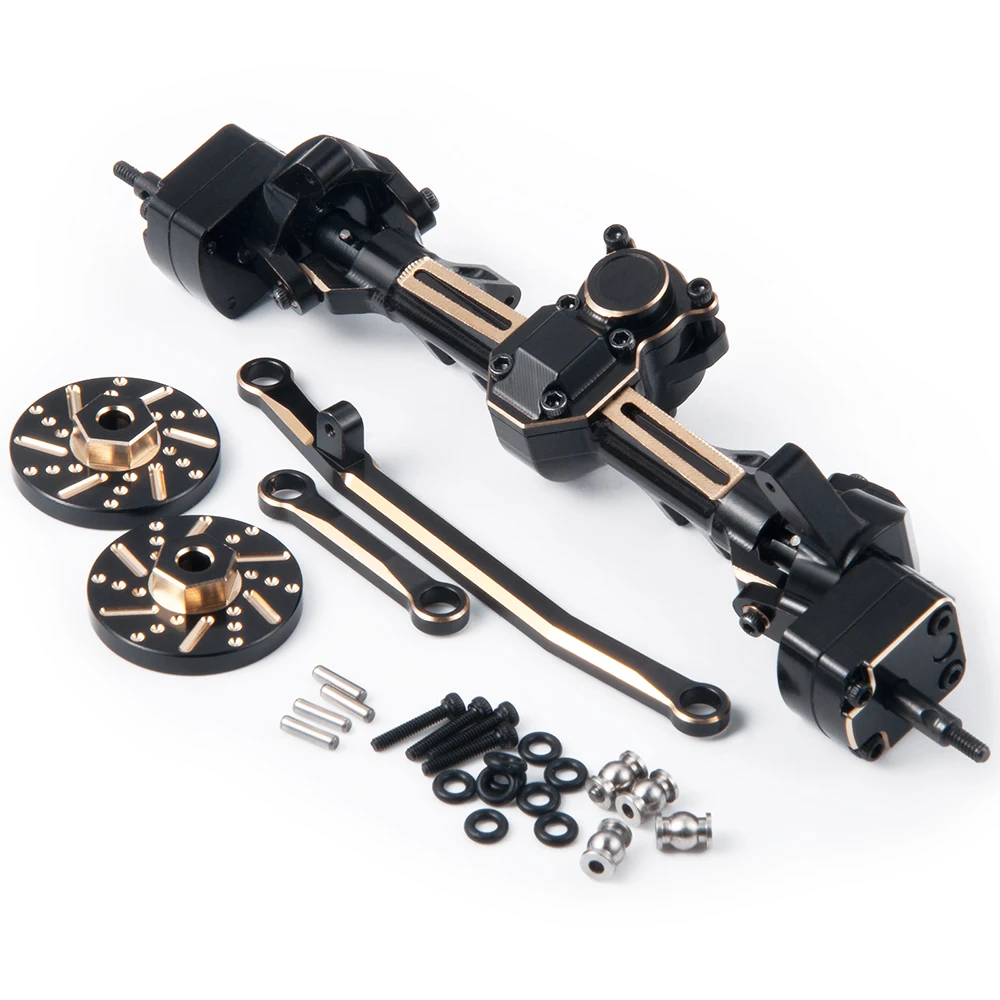 AXSPEED Brass Front Rear Portal Axle with Hex Adapter Weights for 1/24 RC Crawler Axial SCX24 Deadbolt JLU Gladiator Bronco Part