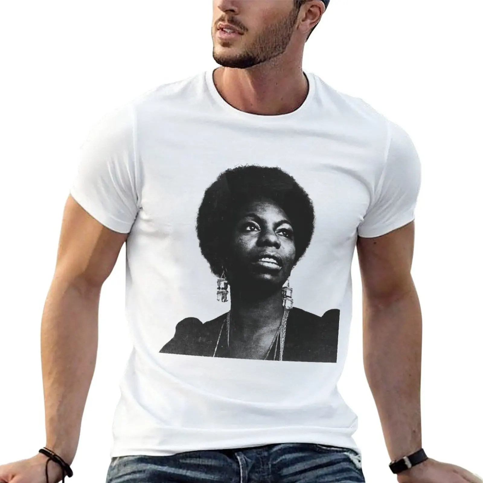__ New Nina Simone Vintage Halftone Style __ Fan Art Design_ T-Shirt kawaii clothes oversized t shirts mens t shirts smile