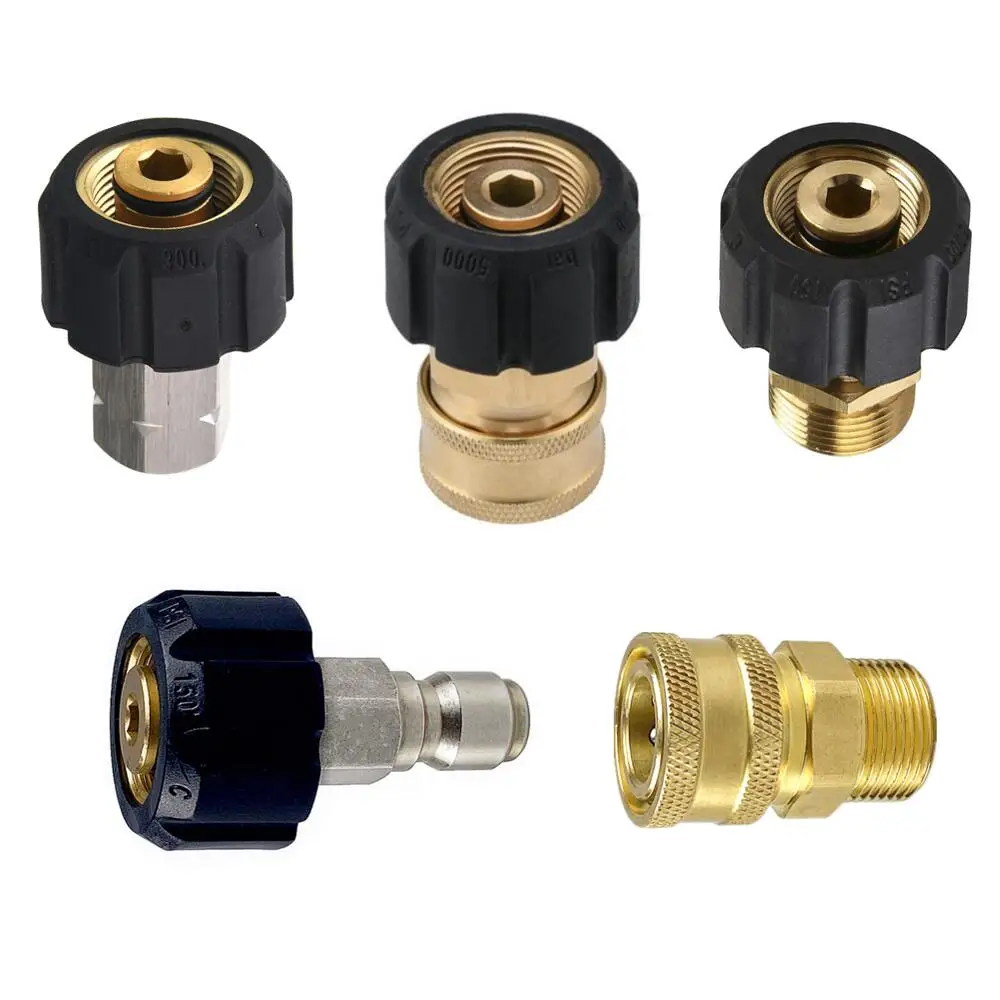 High Pressure Wash M22 Swivel 14mm Quick Connector To 1/4" 3/8" M22 G1/4 Fitting Kit Adaptor 4500 PSI