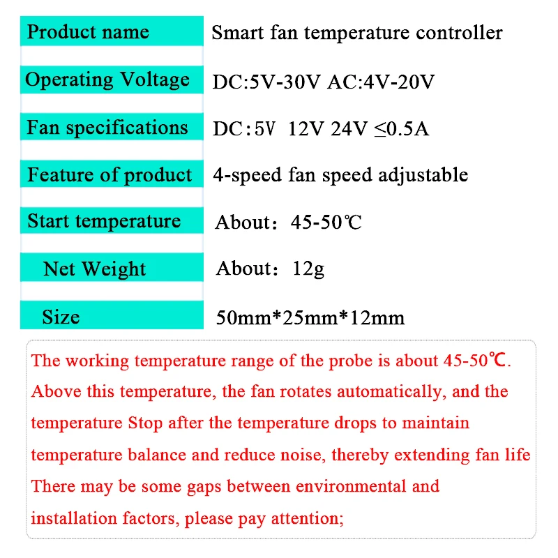 Control Temperature Electronic Thermostat Fan Module DC5V 12V 24V Speed Controller Temperature Control Board Cooling Module smile