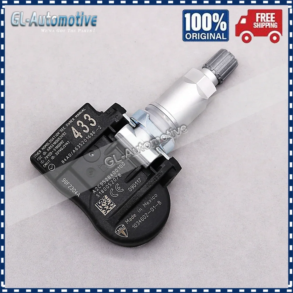 (4) New 1034602-01-B Set TPMS Tire Air Pressure Sensor 433MHz For Tesla 3 S X 103460201B smile ()