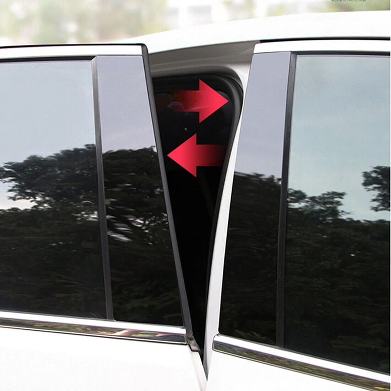 Glossy Pillar 6Pcs Black Posts ddmysmile Window Door Trims Sticker Cover Kits Auto Fit Ford Eo 4 2008-2013 5/ V 2014-2022 Smile 5/