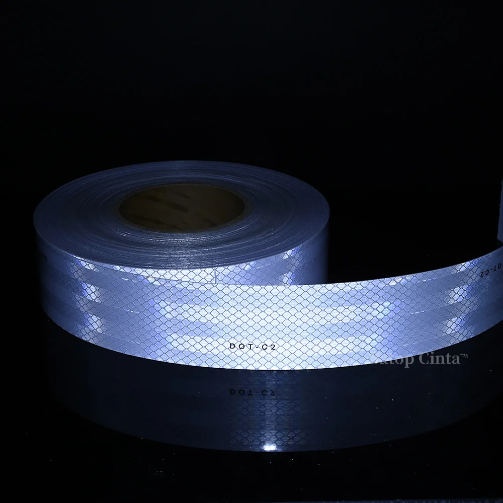 Width 5CM Reflective Stickers Adhesive Tape Waterproof Reflector White Dot-C2 Film For Truck Motorcycle Bicycle Car Styling 10M