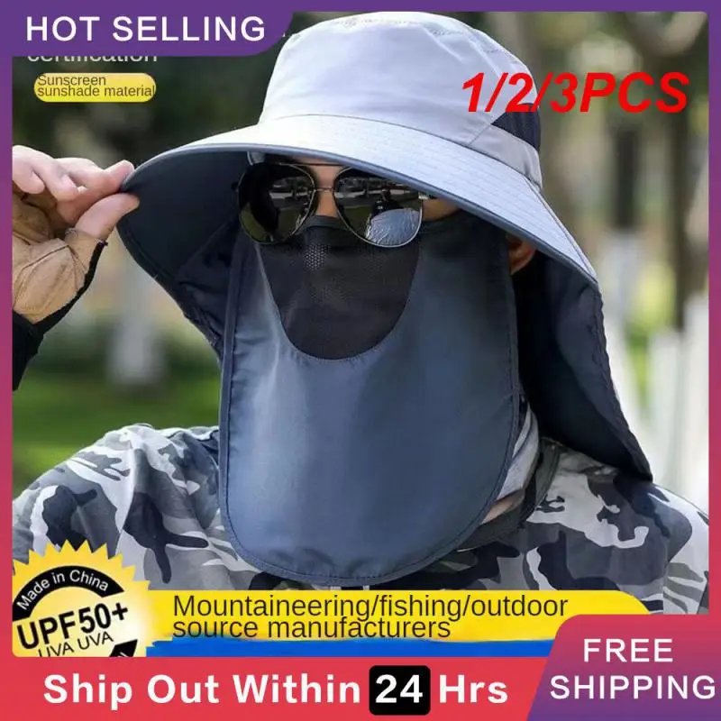 Fishing Hat Mens 1/2/3PCS Quick Practical Fisherman Hat Sunscreen Sunscreen Hat Breathable Durable With Windbreak Rope smile