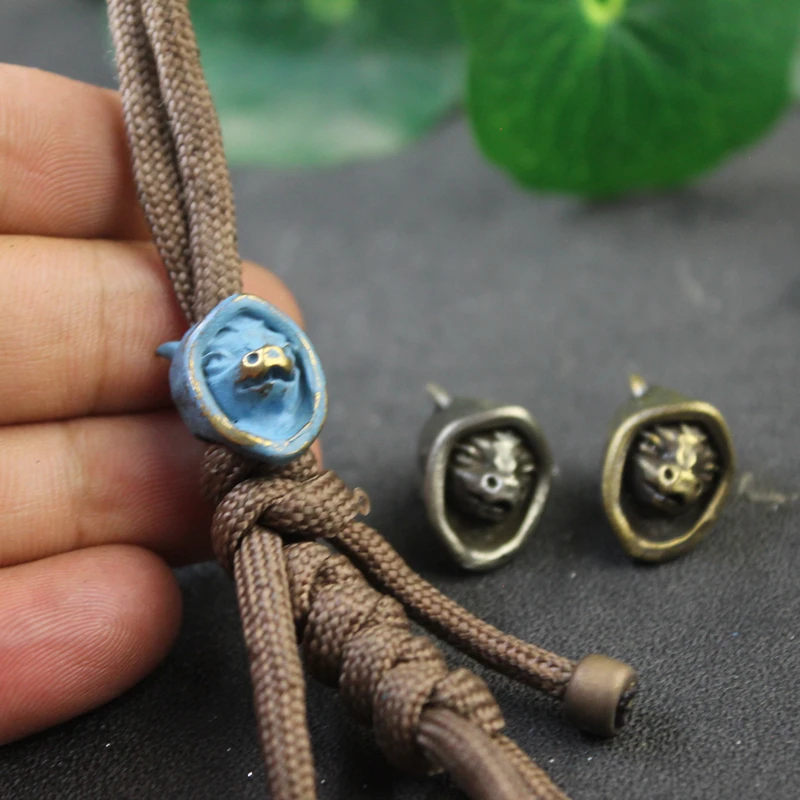 Brass Civet Cat Assassin Knife Bead DIY Umbrella Rope Lanyard Pendant Woven Paracord Bracelet Accessories Outdoor EDC Tool Parts