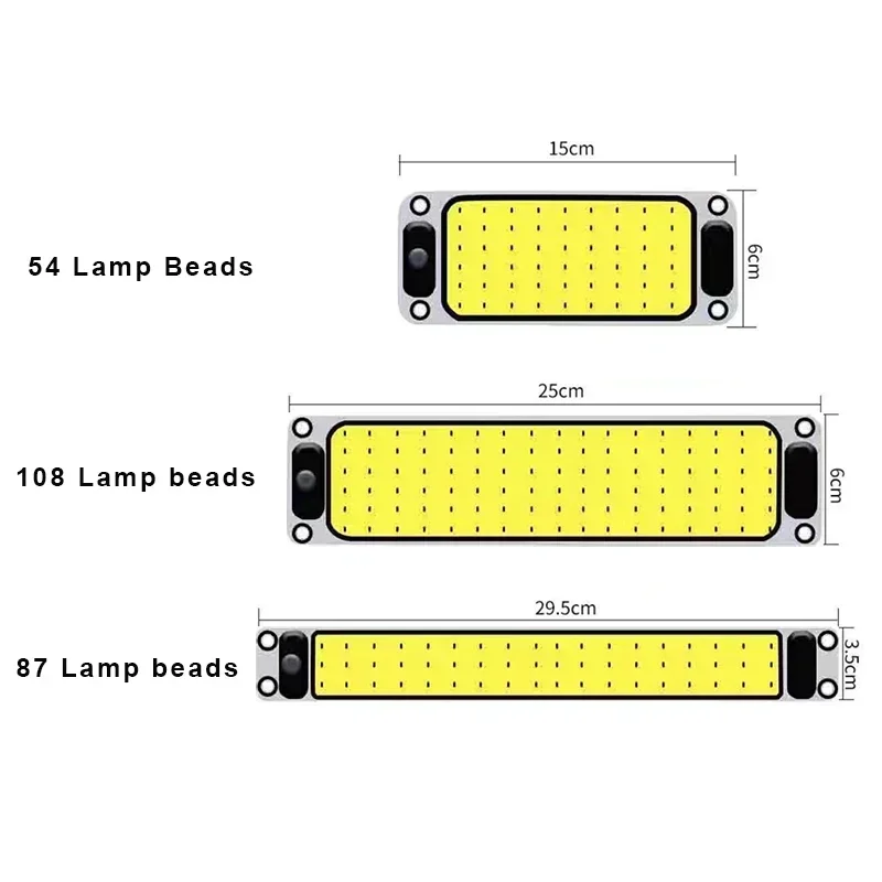12-24V Car Interior LED Lighting Reading Night Strip Light Interior Light Ceiling Lamp with On Off Switch for Van Lorry Truck smile