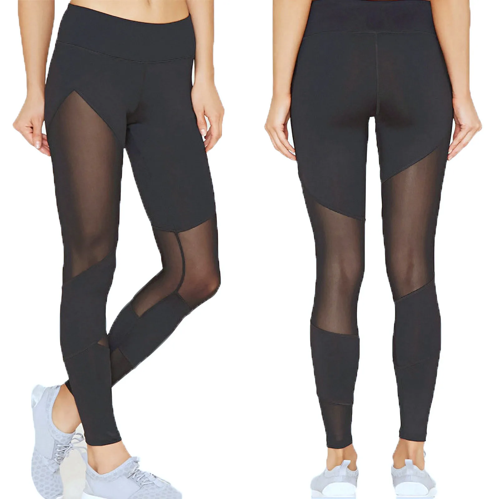 hot sale Mesh Patchwork Sport Leggings Women Gym Push Up Yoga Pants High Waist Tights Pants Solid Sports Wear For Women Big Size S-xl
