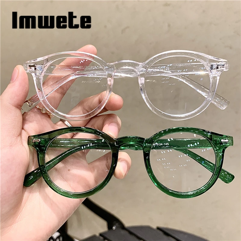 f ee Glasses Computer Frame Transparent Imwete Women Men Anti Blue Light Round Eyewear Blocking Optical Spectacle Eyeglass