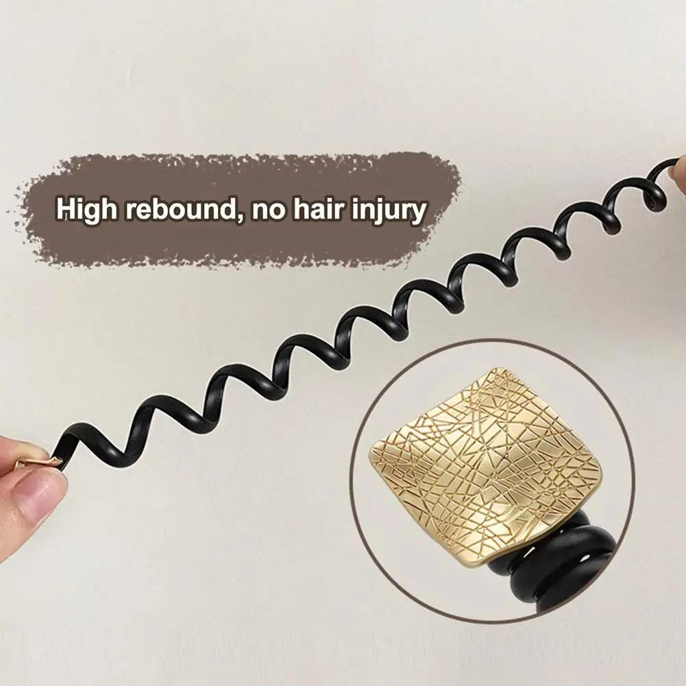 Telephone Metal Heart ddmysmile Pendant Cord Straight Hair Ties Braided Telephone Wire Hair Bands For Women Girls Ponytail Holder Smile