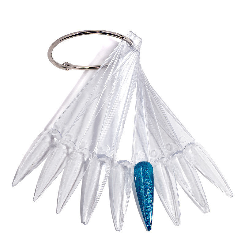 Tips False 40pcs Nail Gel Polish Practice Card Display Long Stiletto Sharp Showing Stick Chart Palette Buckle Ring Manicure Tool smile