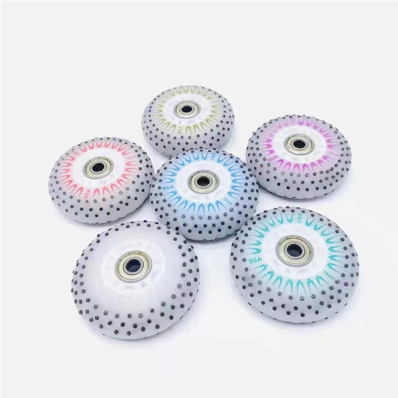 Wheel Skating LED Spark with ABEC7 608z Bearing Inline Skates Flash Shine Roller Rodas for SEBA Slide Slalom 90A 72mm 76mm 80mm smile