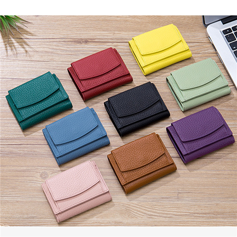 Women Genuine Leather Purses Female Cowhide Wallets Lady Small Coin Pocket Card Holder Mini Money Bag Portable Clutch New