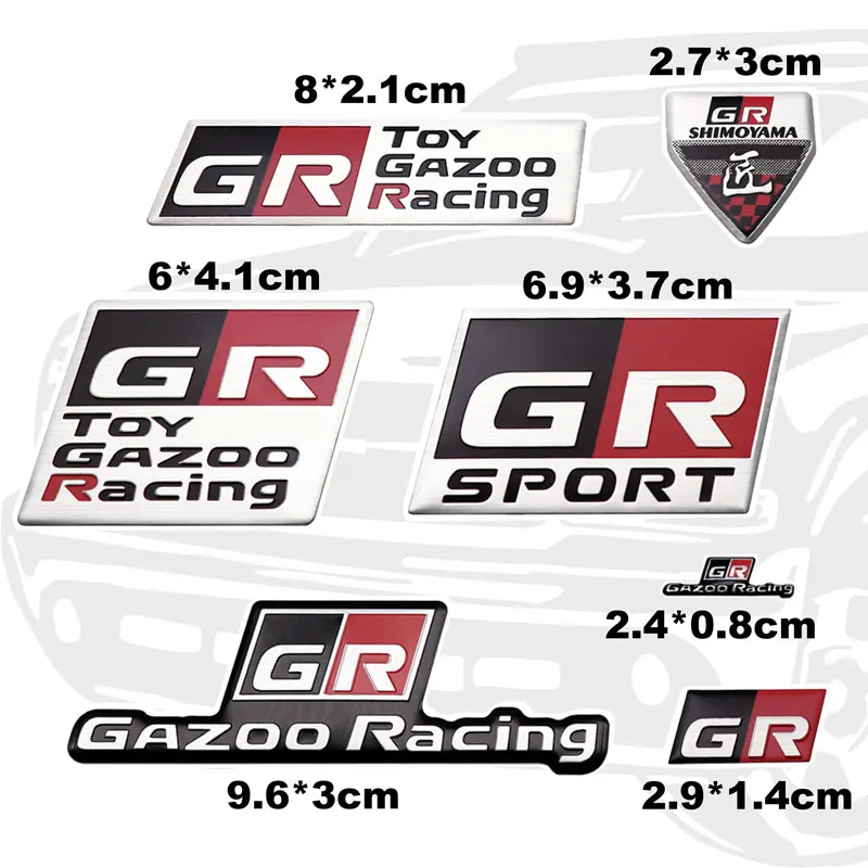 Emblem Racing GR Gazoo Car Interior/Exterior Sports Aluminium Sticker For Toyota Rav4 Prius Corolla Vios Camry RZ RC 86 ddmysmile Yaris Smile