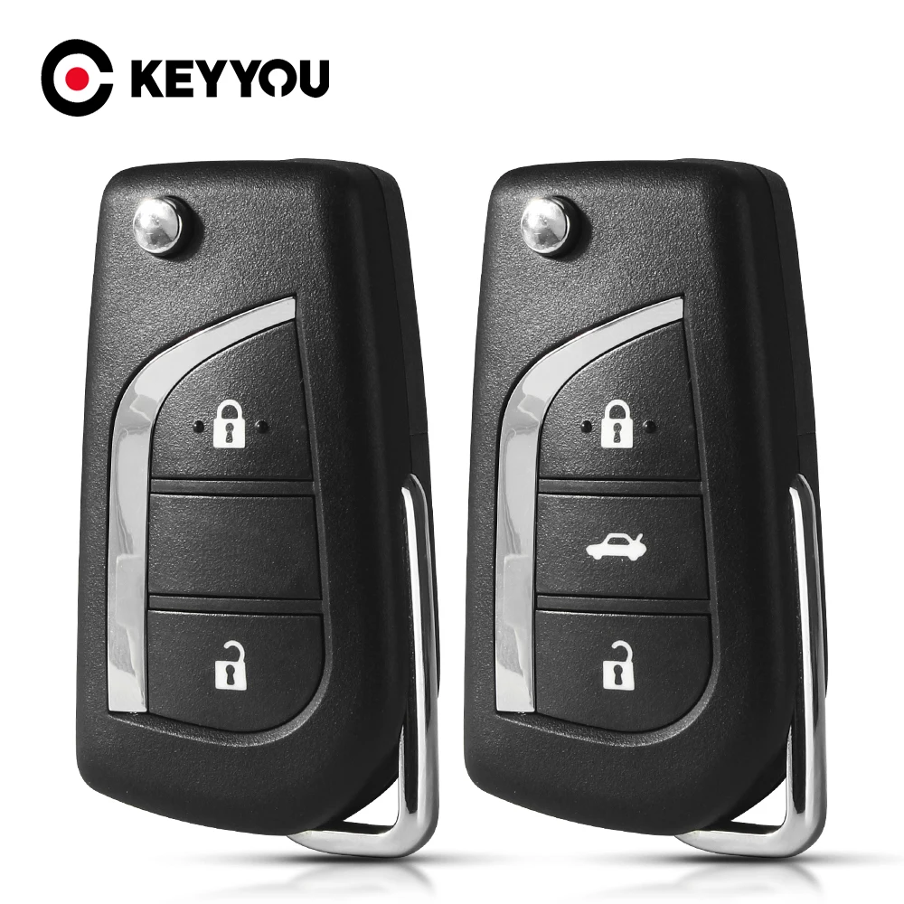 Folding Remote Flip KEYYOU Key Shell for Toyota Levin Camry Reiz Highlander Corolla Key Case 2/3 Buttons Toy48 Toy43 Blade smile
